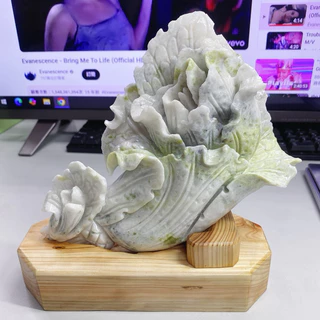 天然本翡翠白菜手彫り 158 天然翡翠 翡翠細作 極細工 白菜