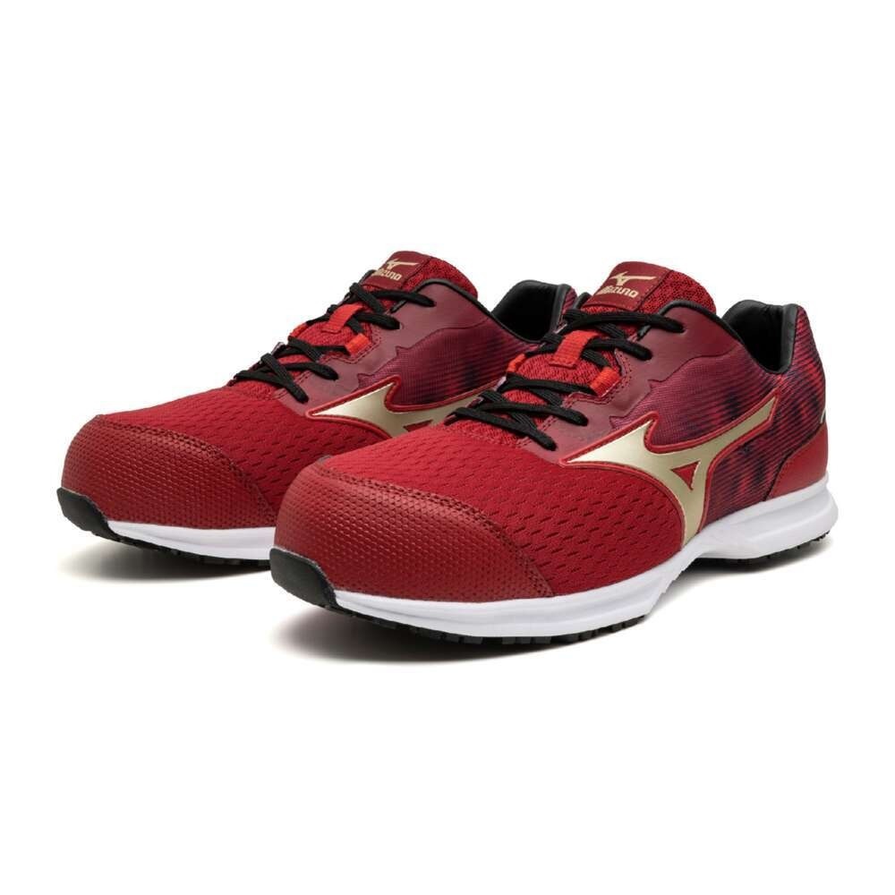 飆破盤】MIZUNO 美津濃安全鞋F1GA256062 黑底紅身金勾工作鞋鞋子保護