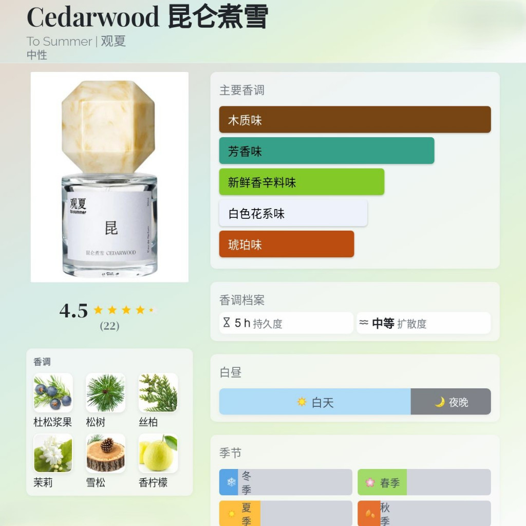 試香To Summer 觀夏Triple Tea 三重茶/ Cedarwood 崑崙煮雪中性淡香精