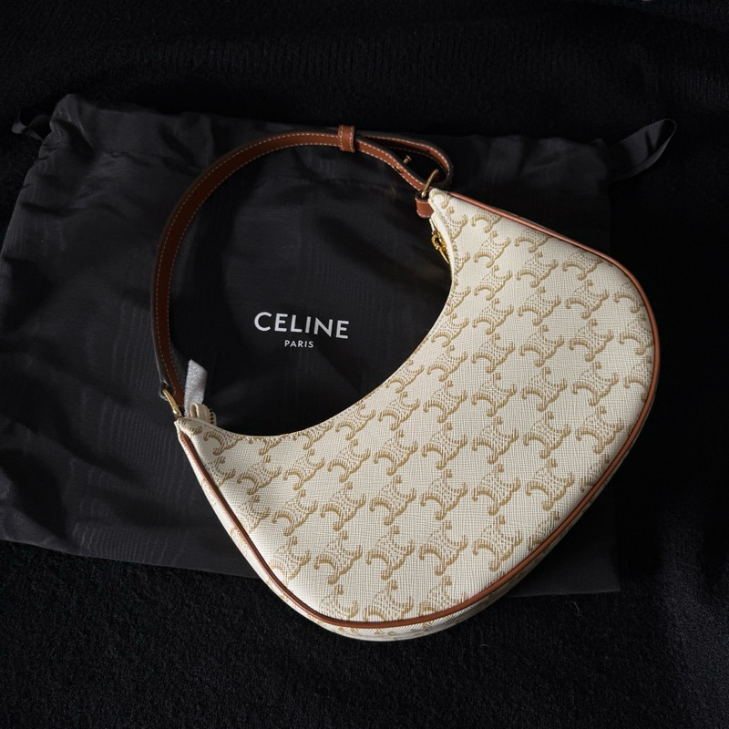 實拍 Celine Triomphe AVA 白色老花腋下包 ASCE精品代購
