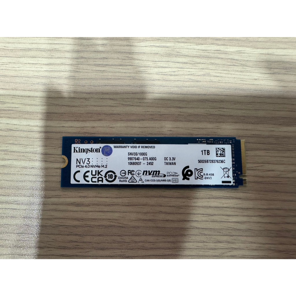 Kingston 金士頓NV3 1TB Gen4 PCIe4.0 NVMe M.2 SSD 固態硬碟 Kingston 金士頓NV3 1TB Gen4 PCIe4.0 NVMe M.2 SSD 固態硬碟