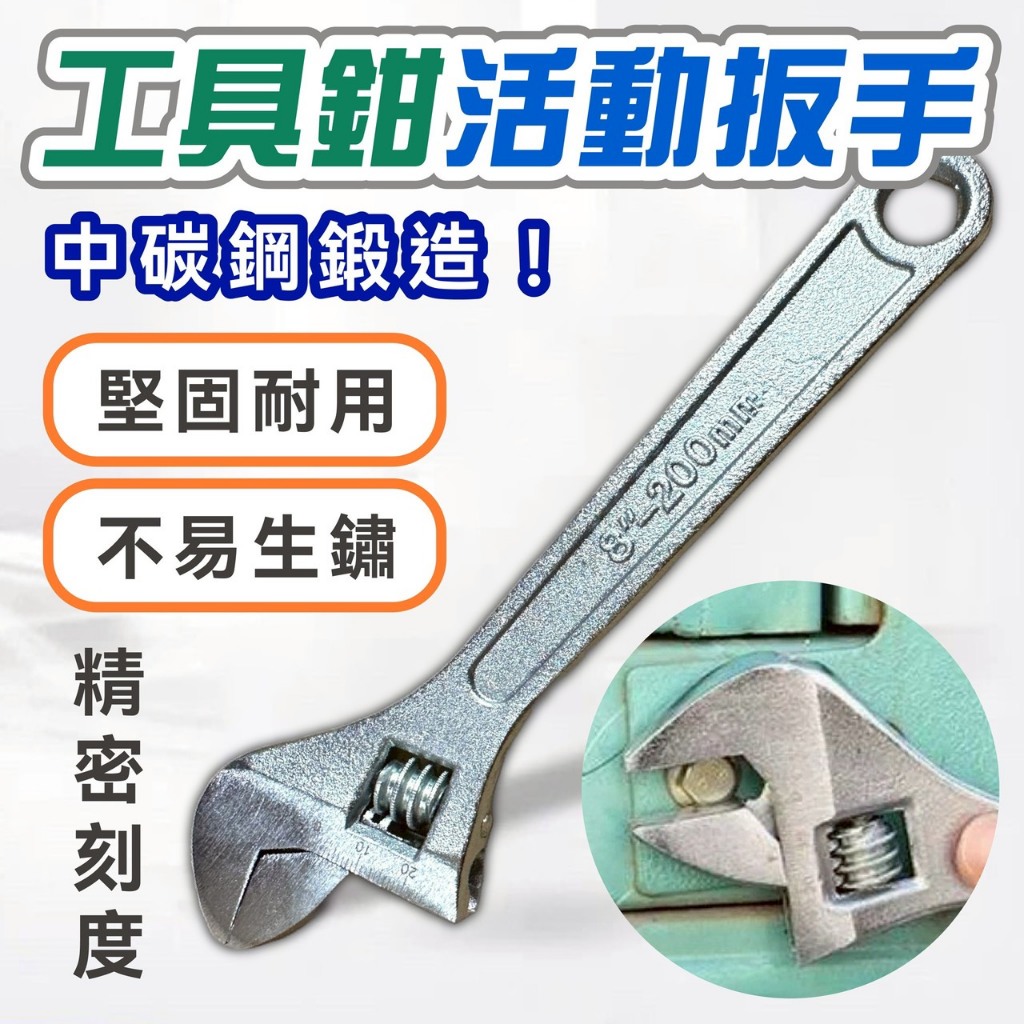 【台灣現貨】活動板手 開口板手 板手 刻度 碳鋼 六角扳手 六角板手 螺絲扳手 螺栓*附贈發票* 《靜靜優品》 | 蝦皮購物