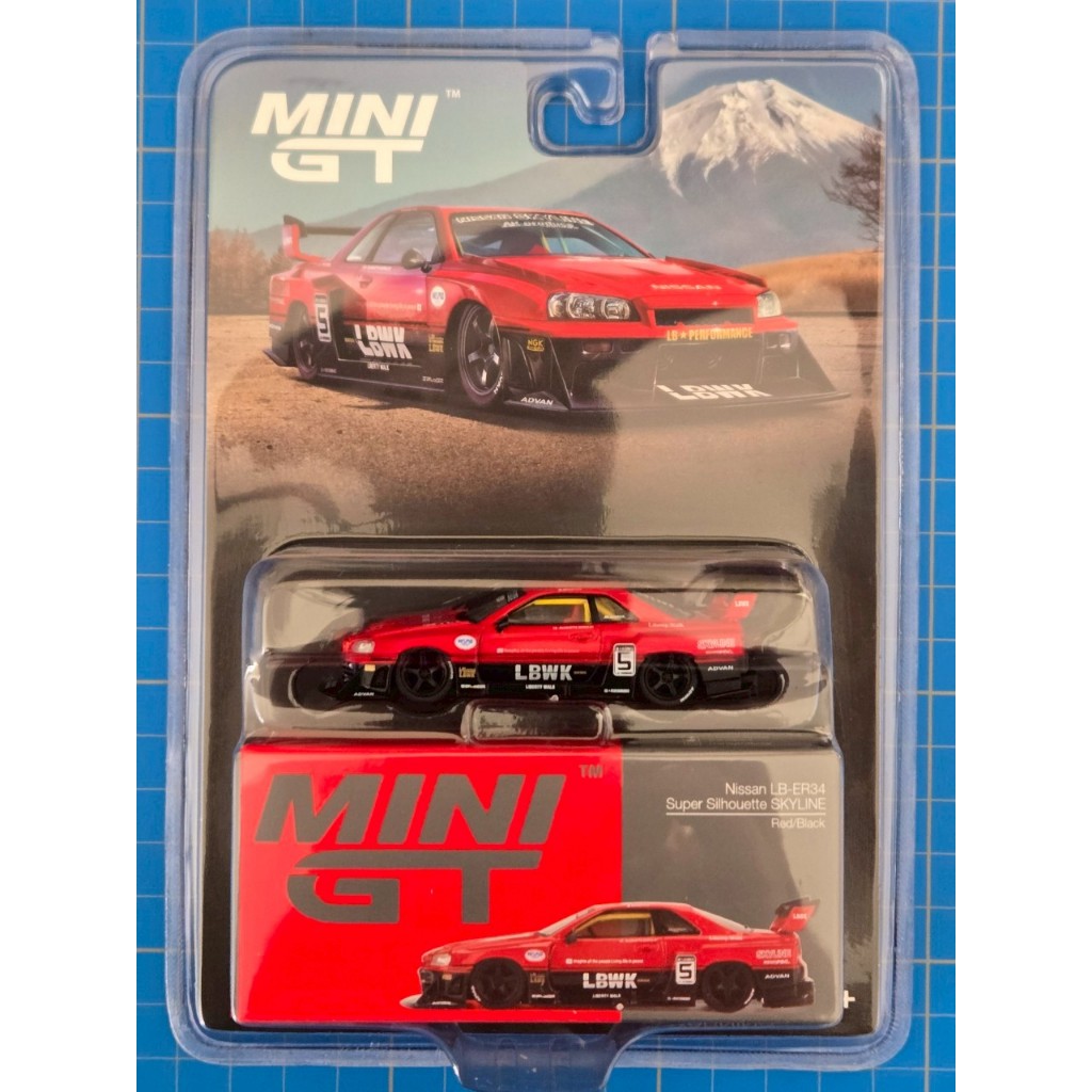 Mini GT MGT00843RHD Nissan LB-ER34 Super Silhouette SKYLINE Red/Black