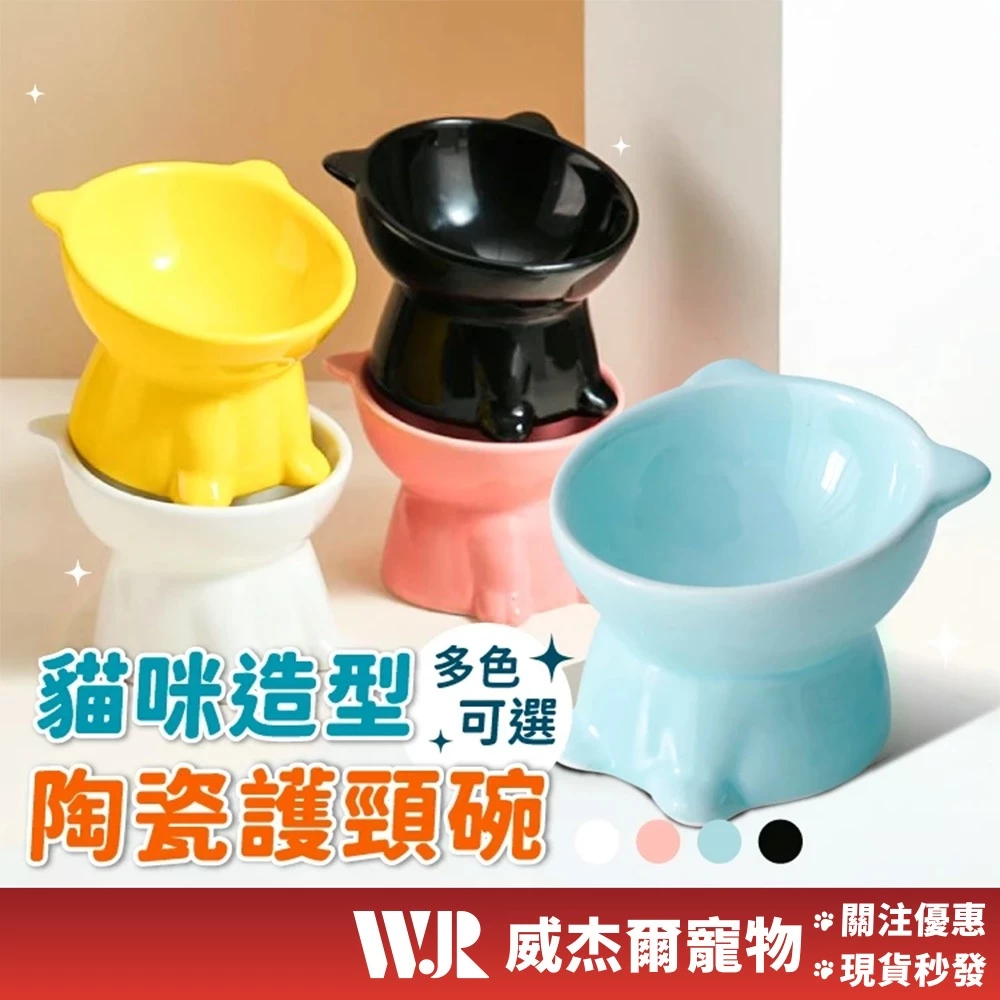 為什麼貓要濕食，威杰爾貓咪造型陶瓷護頸碗，加高斜面設計