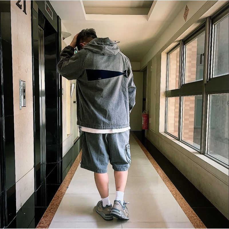 DESCENDANT 24SS MOLE HOODED LS SHIRT PIGMENT DYE 鯨魚灰連帽2