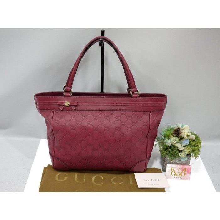 CR まとめ売り ☆優買二手精品名牌店☆ GUCCI 257061 GG LOGO BOOKTOTE 酒紅色牛皮