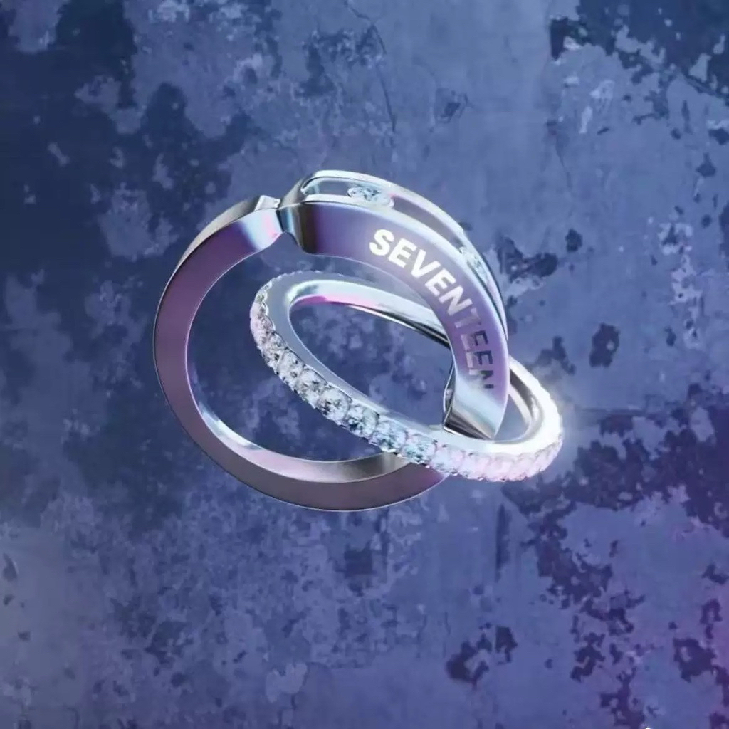 SEVENTEEN 十週年紀念 戒指 團戒 同款 克拉 SVT 同款 雙圈戒指 雙環戒指 鑽戒 | 蝦皮購物