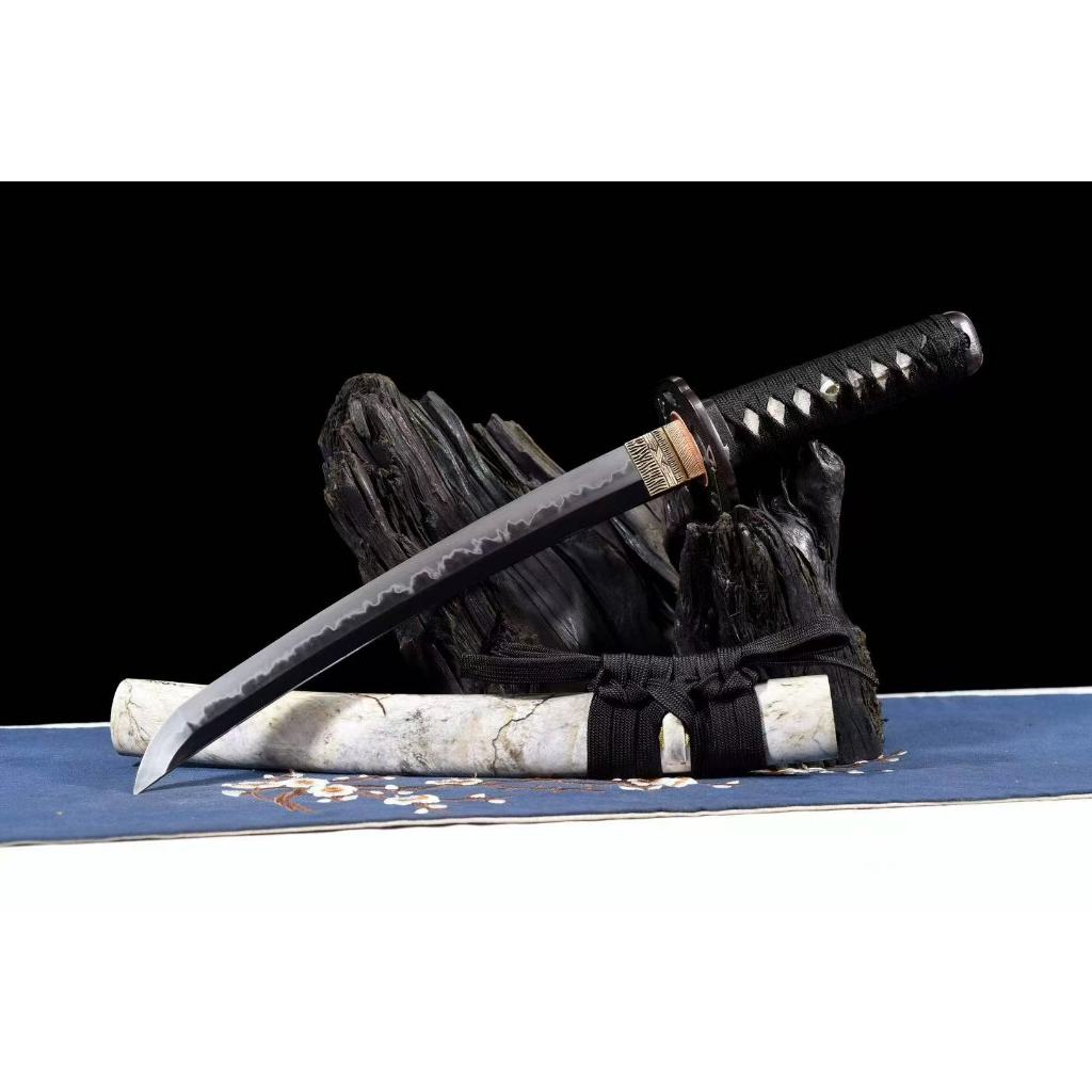 【超精品短武士刀】丁子燒研磨灰刃白地黑《冥府》Katana 居合道 打刀 日式刀 太刀 收藏真刀 硬刀 戶外戰刀 未開刃 | 蝦皮購物