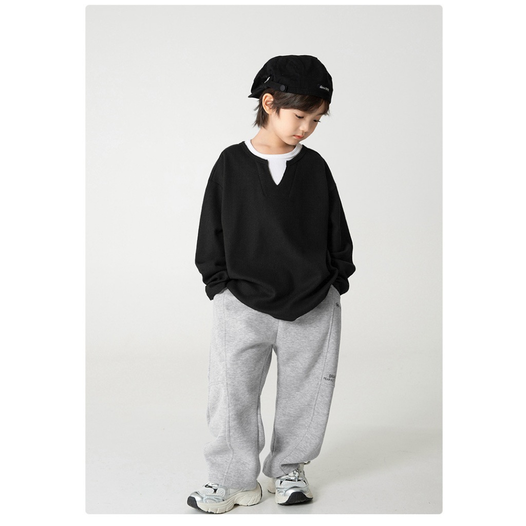 大童 兒童 童裝 春秋新款男童韓版潮范T恤假兩件衣服大童洋氣秋裝(25ca09) | 蝦皮購物
