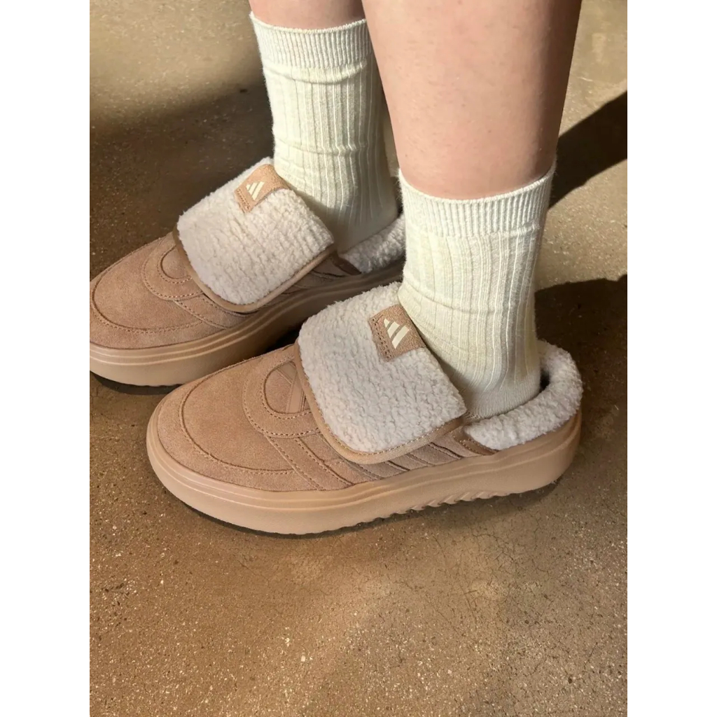 ADIDAS GRAND COURT MULE 翻鞋舌懶人鞋厚底麵包鞋拖鞋JS4997 奶油