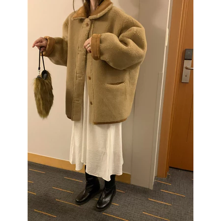 🇰🇷Jan02/ 季末超Q必收！麂皮雙面毛毛🐻外套