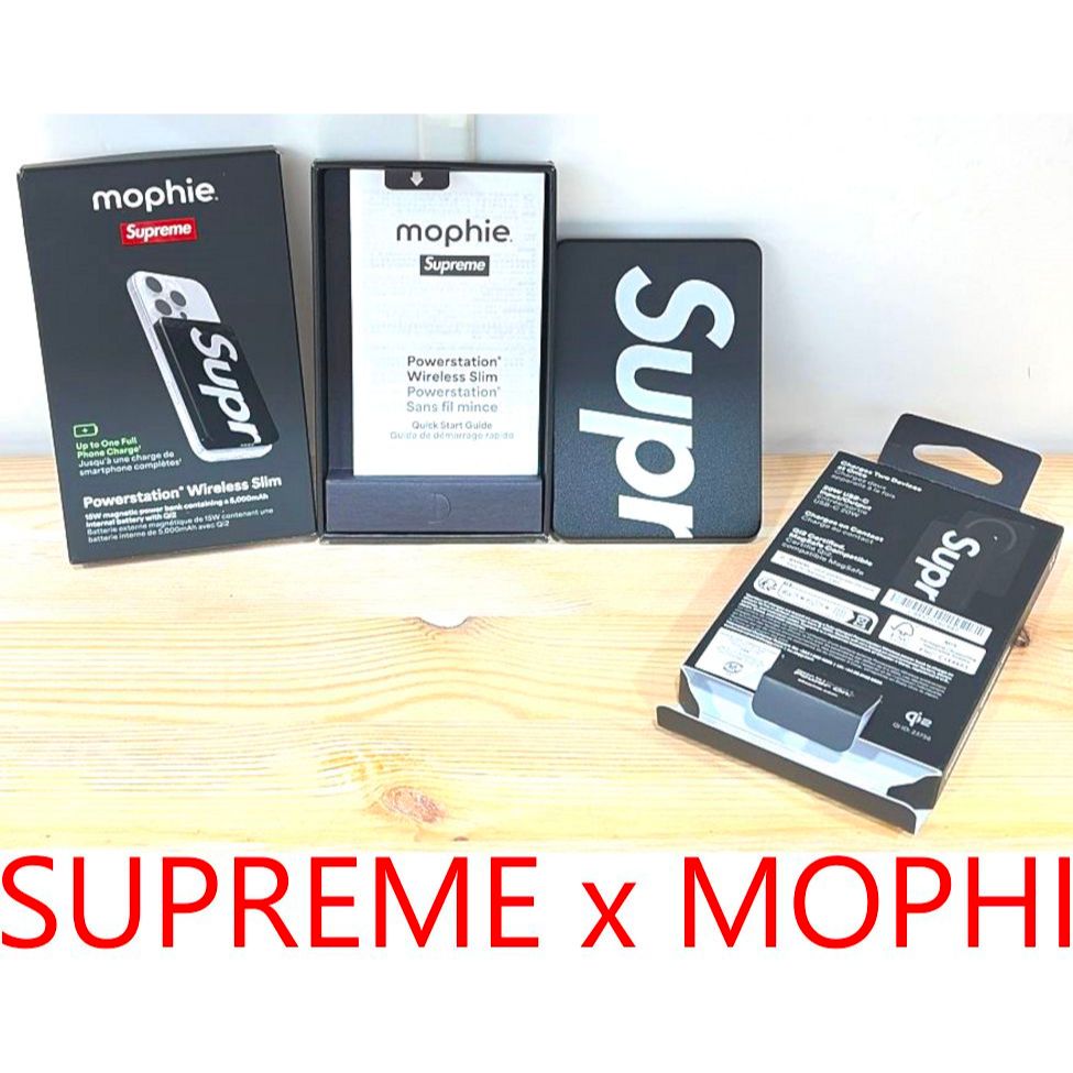 BLACK全新SUPREME x Mophie金屬外殼行動電源Qi2超薄型磁吸式Powerstati