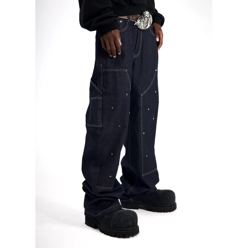 【OPIUM】Be a devil ジップラインデニム BE A DEVIL | Silver Waxed Damaged Zip Pants シルバー ワックス デニム