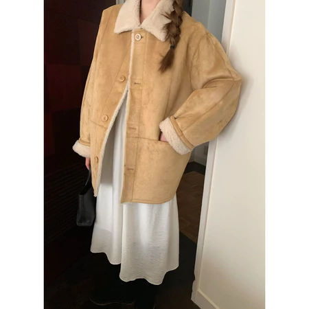 🇰🇷Jan02/ 季末超Q必收！麂皮雙面毛毛🐻外套