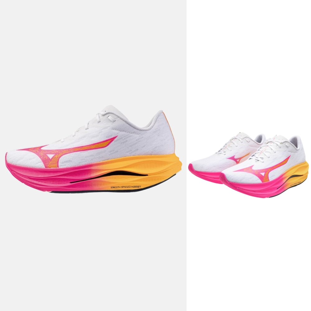 MIZUNO 美津濃WAVE REBELLION FLASH HANABI 男款路跑鞋J1GC251701 白桃