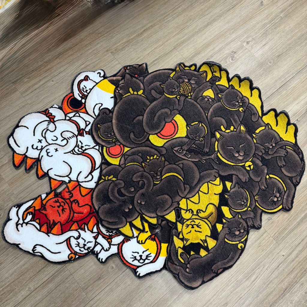 奧司玩具OFF ART x 彫壬百貓紅蓮地毯哥吉拉godzilla 貓咪紅蓮地墊浮世