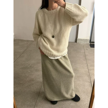 🇰🇷Dec07/ 又是條紋❤️‍🔥✨綁帶後開岔細條紋長裙