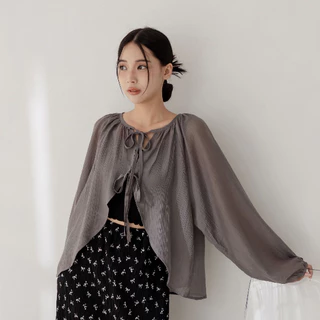 【LEGUSTA】你在我的面前微笑 前綁透膚罩衫(深灰)-E00505001