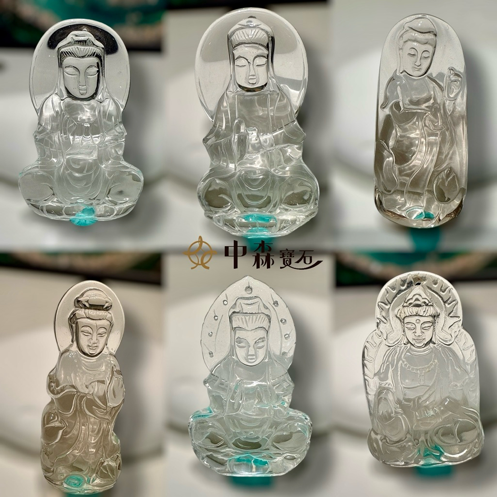 中森寶石🔮高品天然白水晶觀音佛像吊墜項鍊手工雕刻巴西水晶觀音佛祖