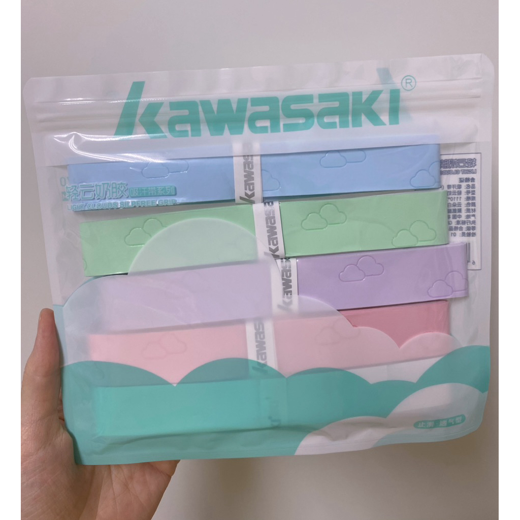 【預購】 羽球拍握把布 kawasaki 柔軟雲朵 一袋五色入 羽毛球拍 握把布 吸汗透氣 減震 | 蝦皮購物