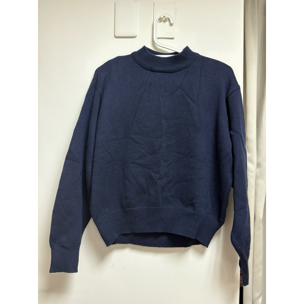 H&m 丈青色毛衣 小高領 二手 XS | 蝦皮購物
