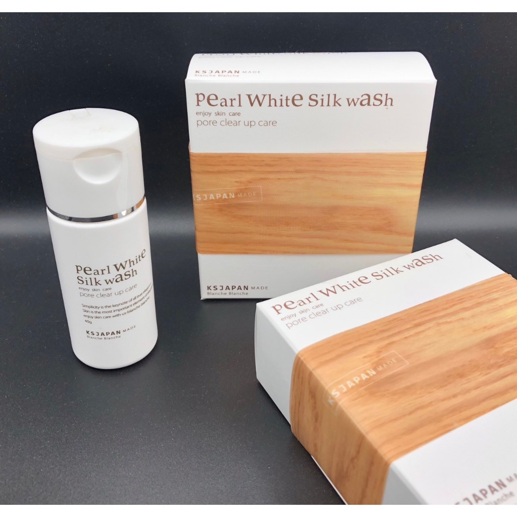 Blanche Blanche 木瓜酵素珍珠洗顏粉附粉撲/ Pearl White Silk Wash