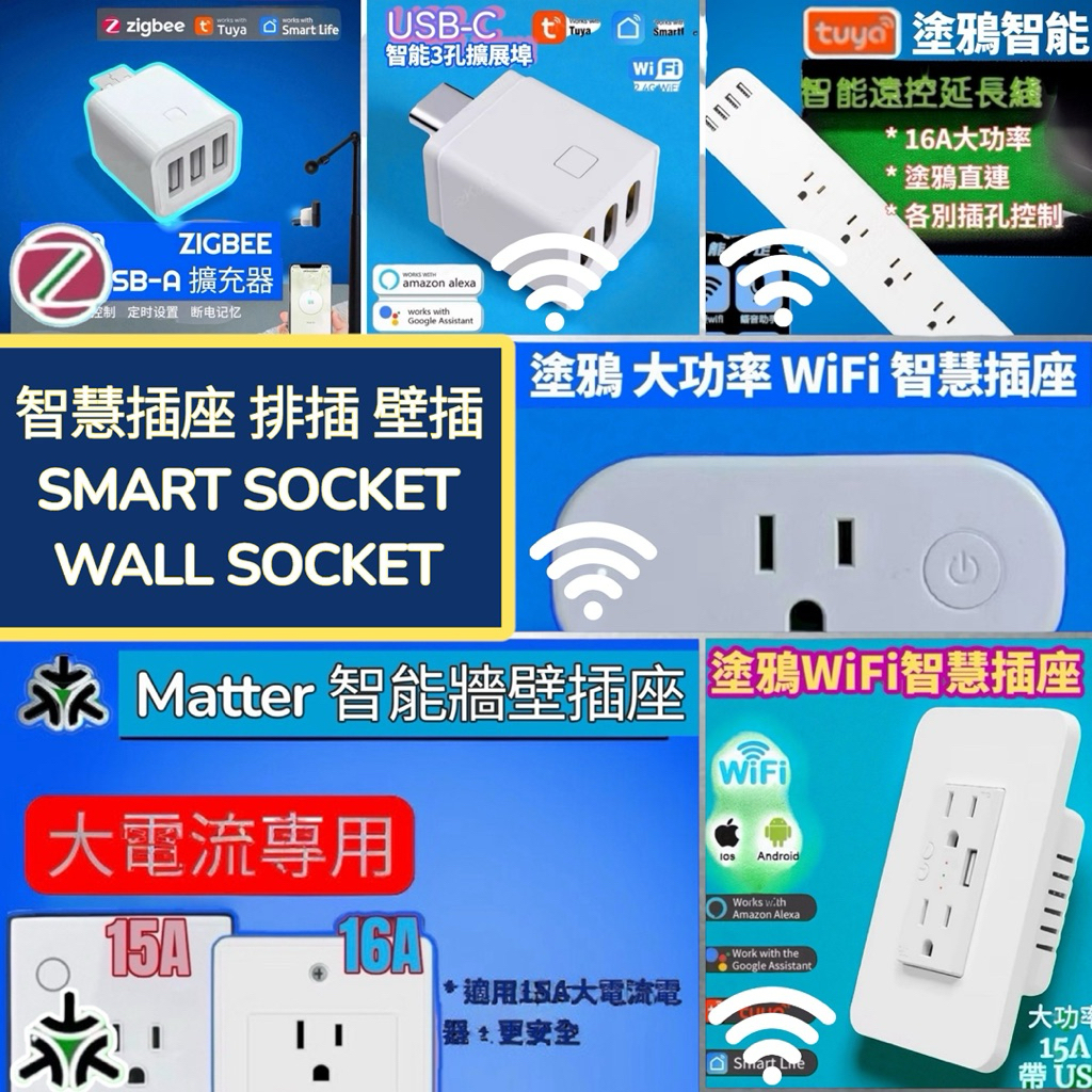 TUYA SMART (WALL) SOCKET 智慧插座 排插 壁插 計時設定 遠端操控 Matter WiFi 3C | 蝦皮購物