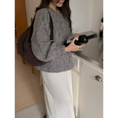 🇰🇷Jan01/ QQ麻花捲厚實針織毛衣