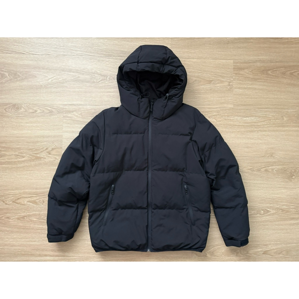 GU HEAT PADDED JACKET “S” 黑色全天候防風防潑水蓄熱保暖冬季連帽外套 | 蝦皮購物