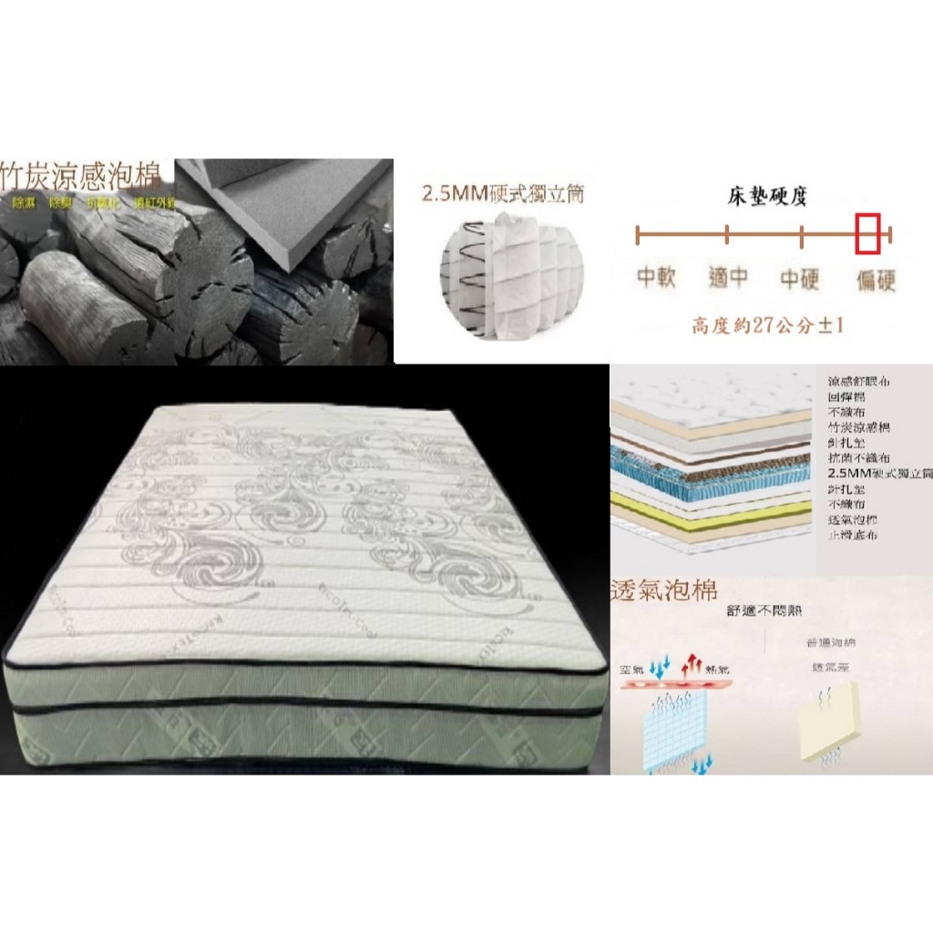 嘉義/台南/高雄/屏東地區免運【台灣製造】 3.5尺/5尺/6尺2.5mm硬式獨立筒彈簧床/床墊 | 蝦皮購物