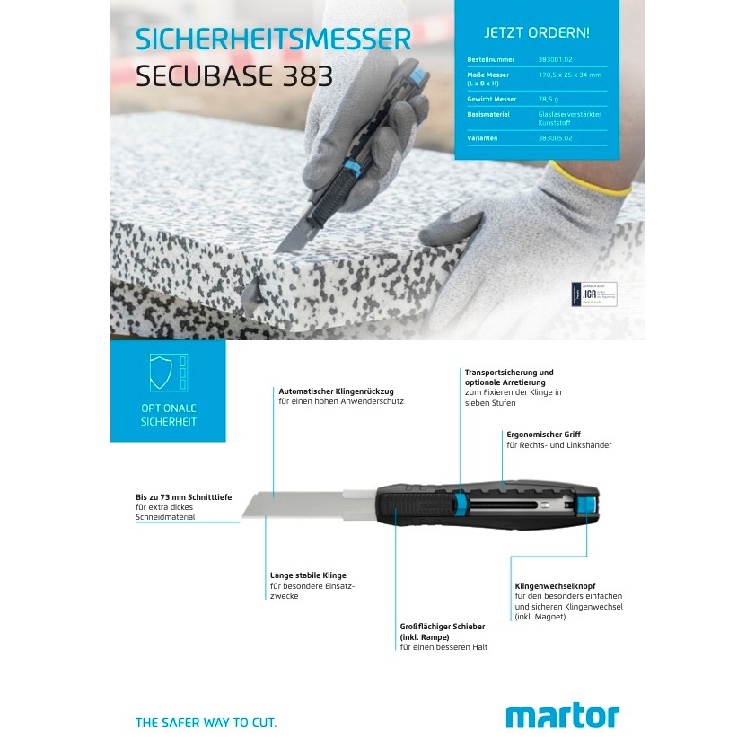 🇩🇪 martor德國馬拓安全刀具 SECUBASE 383 可鎖定 💯 原廠在台代理商 保證正品 大量採購 歡迎聊聊~ | 蝦皮購物
