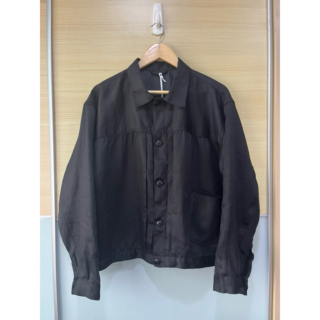 全新) KAPTAIN SUNSHINE / LINEN TRACKER JACKET 黑色38號25SS 亞麻
