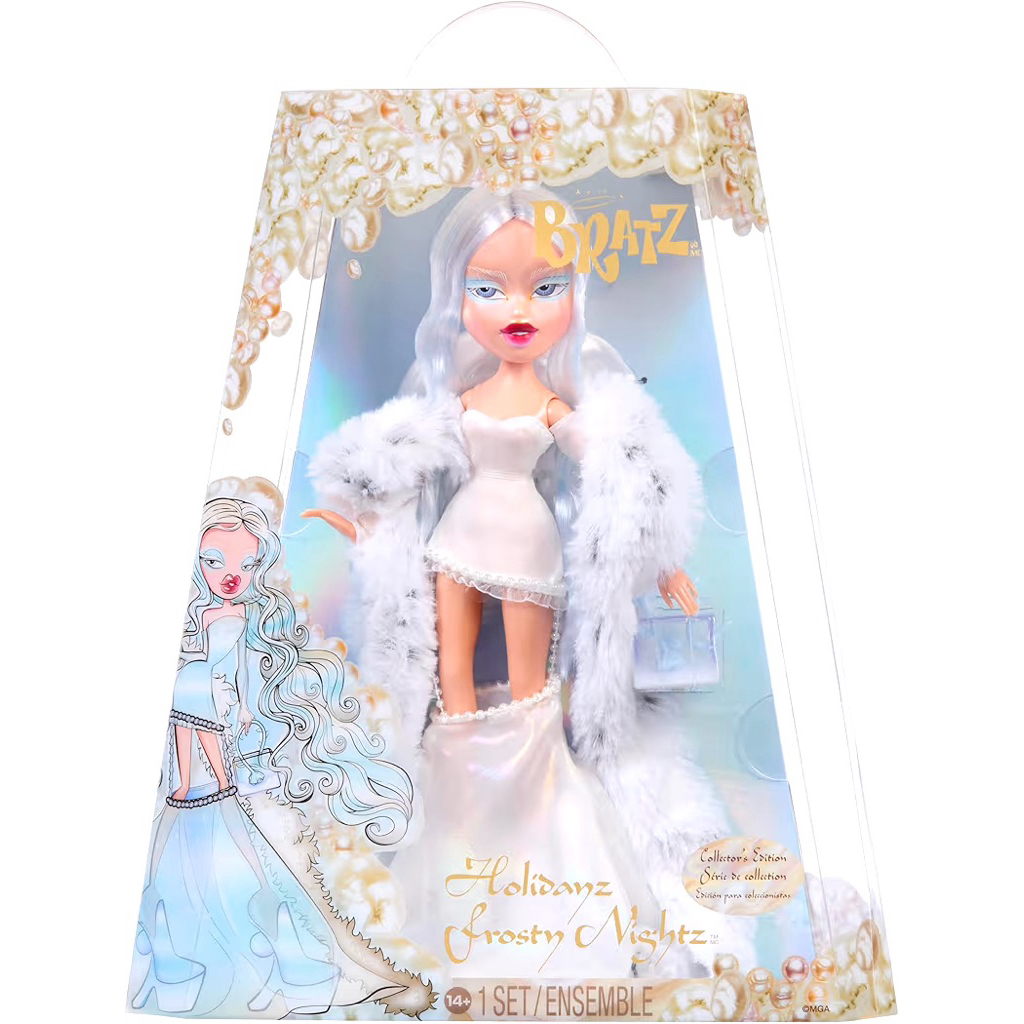 Bratz Holidayz Frosty Nightz - Cloe Collector's Edition pop, wordt geleverd met echte mode en accessoires