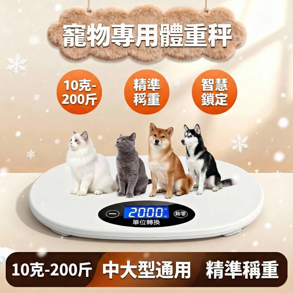 寵物體重秤，附可拆卸托盤，貓咪狗狗通用