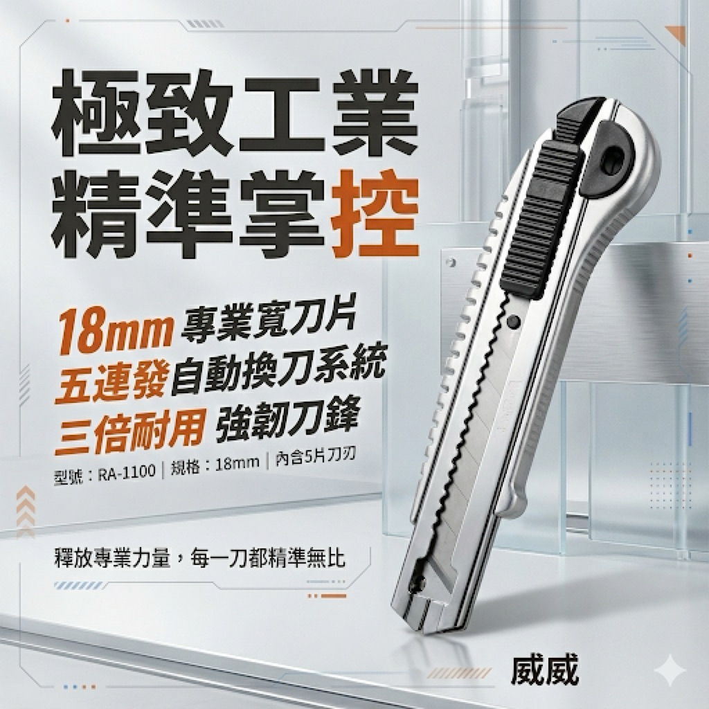 TORA 品牌｜切割刀 內附五刀刃 寬18mm刀片 金屬 好握型美工刀 裁紙切割刀 切割刀刃｜RA-1100【威威五金】 | 蝦皮購物
