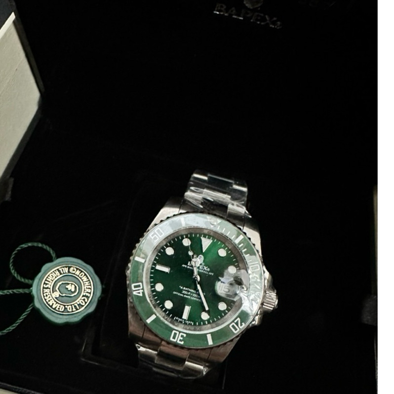日本正品🇯🇵BAPEX Type1 APE BAPE 綠水鬼機械錶手錶猿人潮流滑板鋼帶