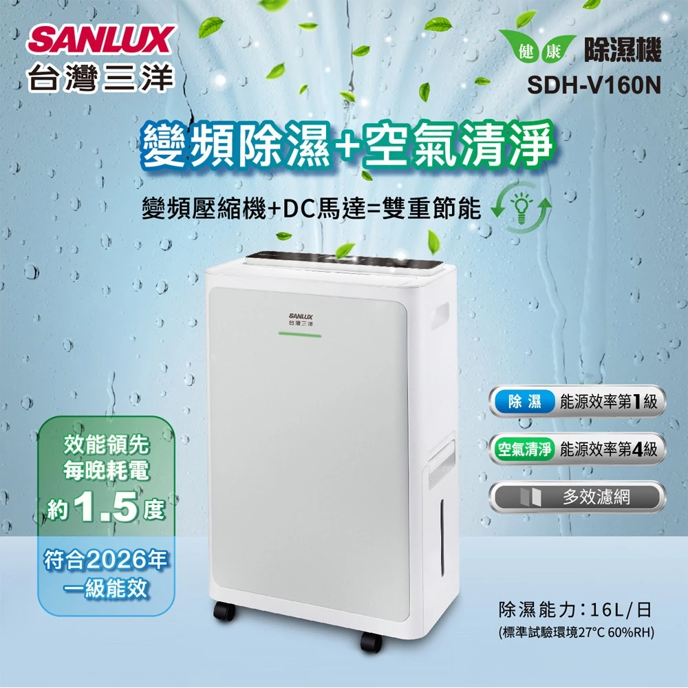 乾爽清淨雙效合一的頂規神機：SANLUX 台灣三洋 16L 變頻清淨除濕機 SDH-V160N 開箱評測