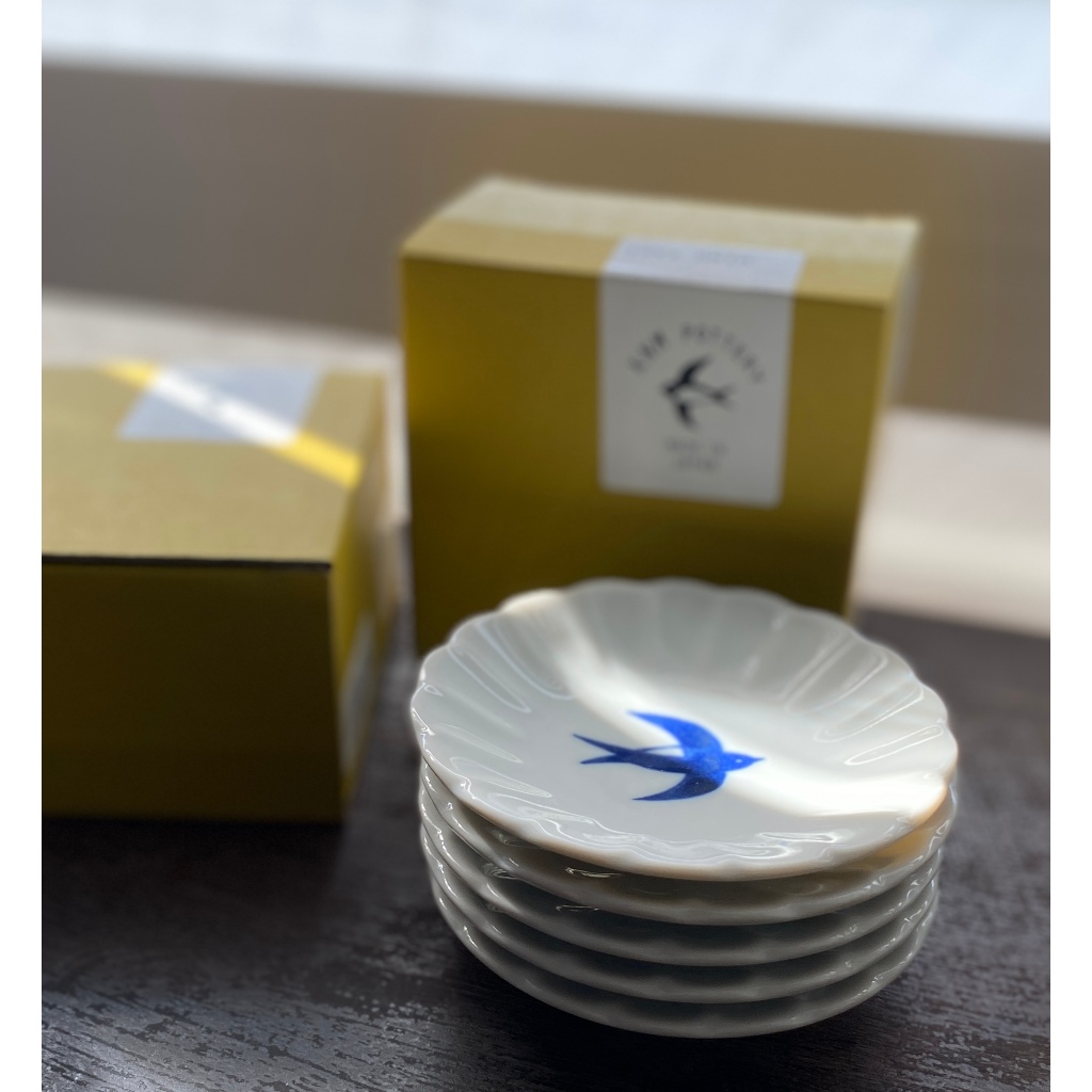 【日本KNM POTTERY】燕子醬油碟5入組 | 點心碟5入組 | 禮盒 日本製 美濃燒 小盤子 小碟子 | 蝦皮購物