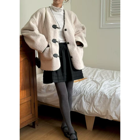 🇰🇷Nov10/ 泰迪🐻撞色毛毛外套