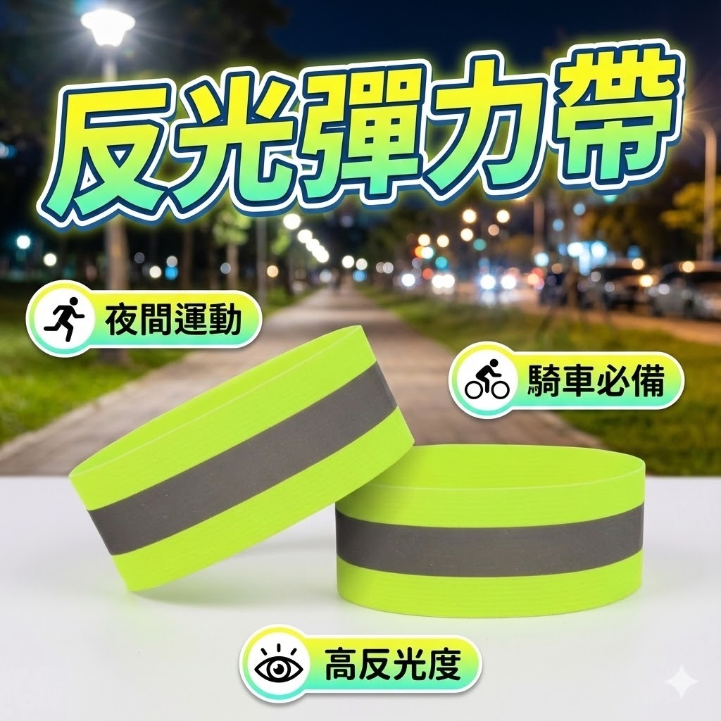 【台灣出貨】反光彈力帶｜夜間警示反光手腕帶｜夜跑騎行反光腕帶｜反光手臂帶｜夜間安全螢光條｜反光配件｜反光手臂帶安全帶 | 蝦皮購物