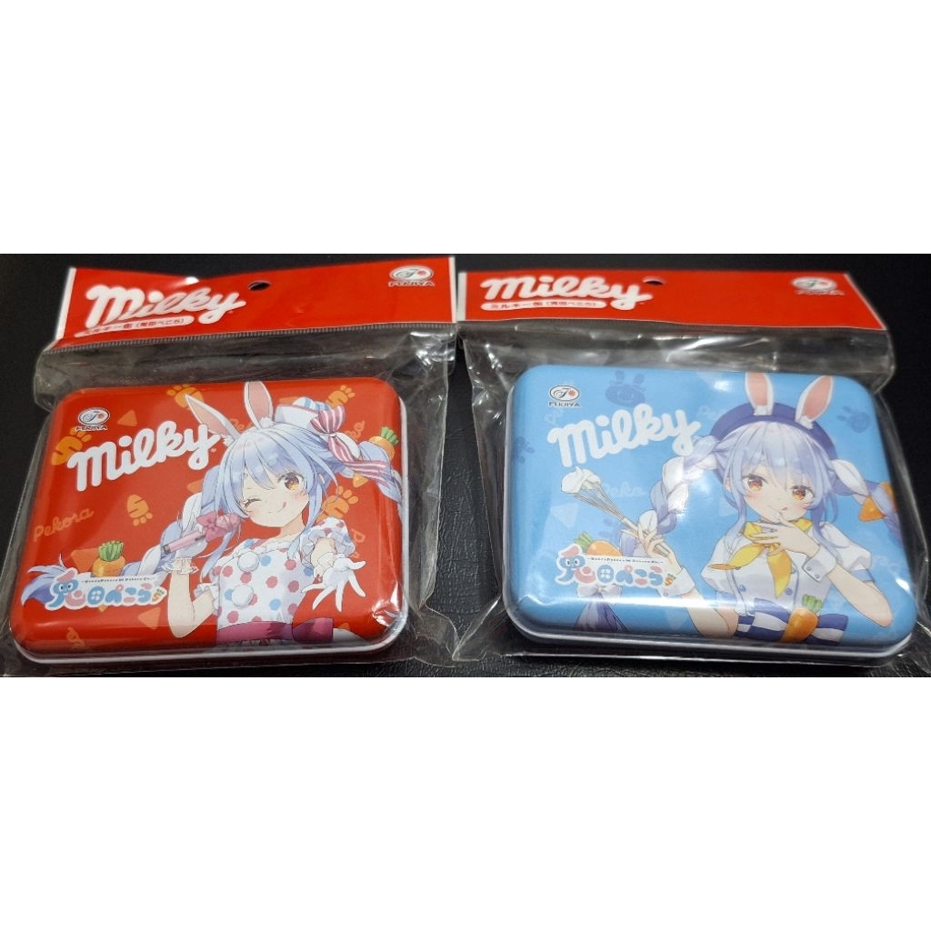 日本不二家 hololive milky×兔田佩克拉 一次販售紅藍鐵盒共兩款 | 蝦皮購物