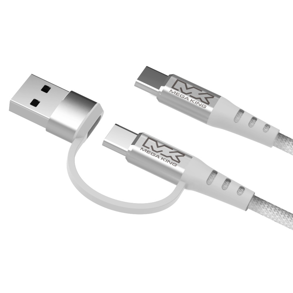 Product image MEGA KING C/A to C 二合一傳輸充電編織線 1M 2
