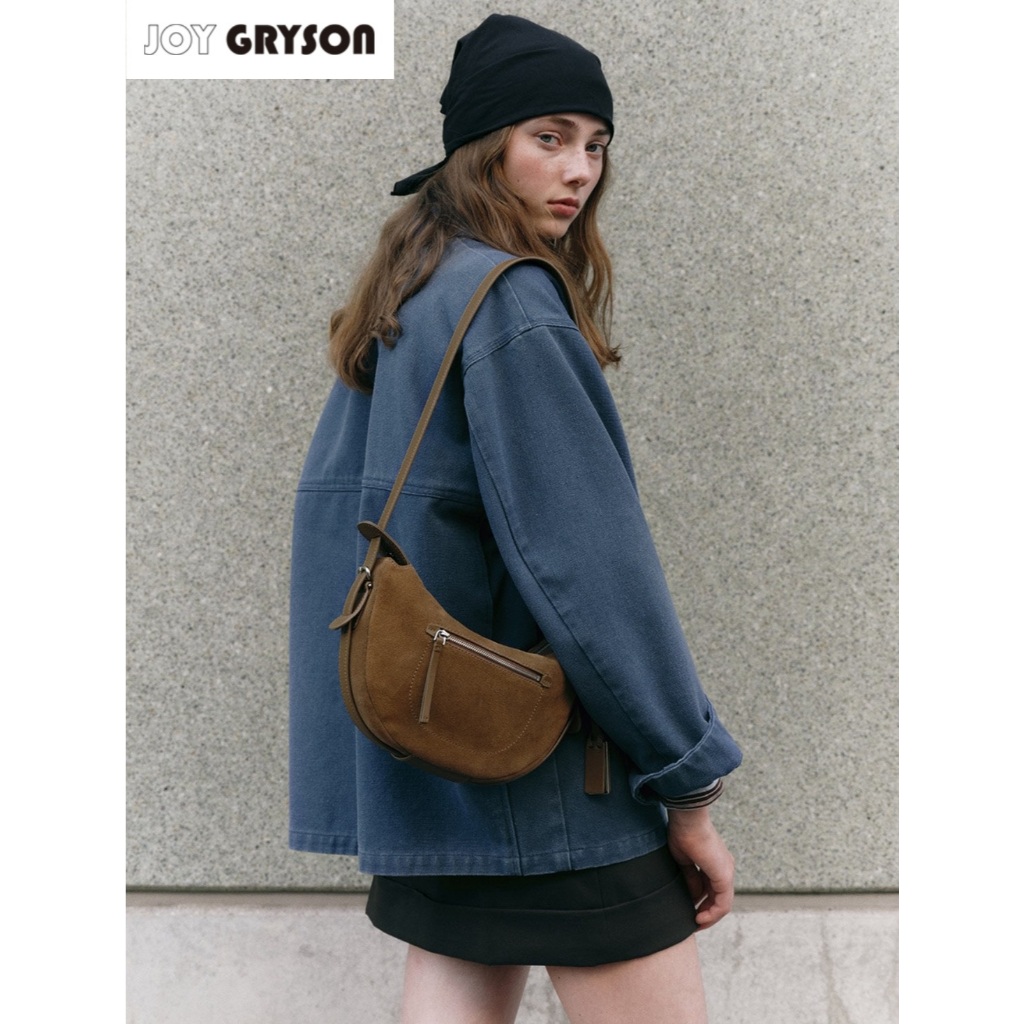 韓國Joy Gryson Liv Hobo Bag Suede 真皮麂皮流浪包斜背包LW5AD2130 