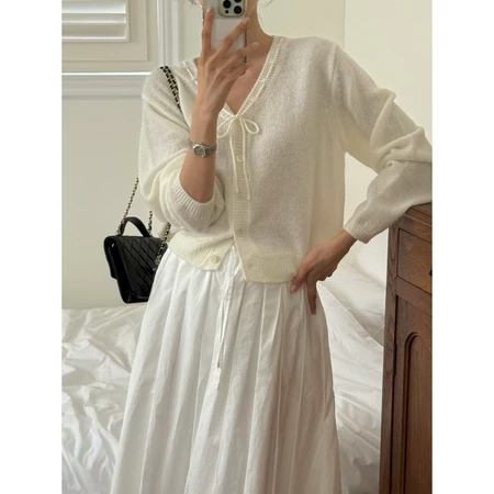 🇰🇷Oct01/溫柔色系天花板✨綁帶罩衫上衣