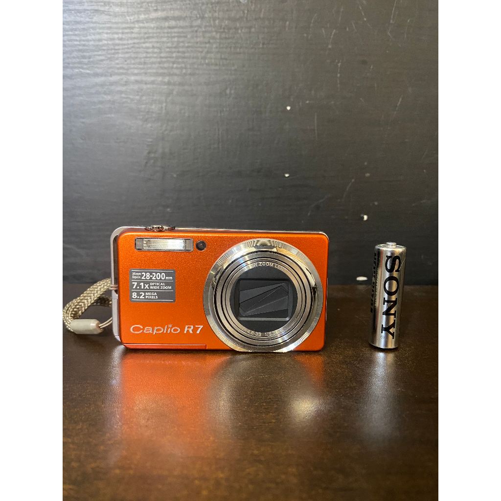 CYC] RICOH Caplio R7 橘色CCD 數位相機800 萬畫素光學防手震附電池與
