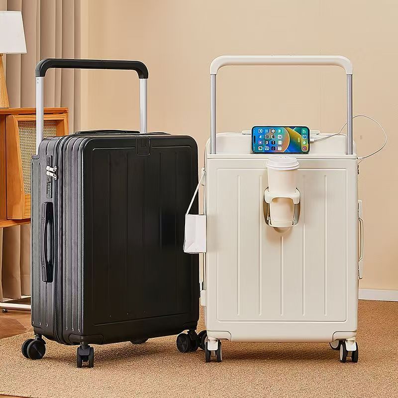 行李箱 旅行箱 登機箱 密碼箱 拉桿箱 拉鏈箱 20吋行李箱 寬拉桿 多功能 大容量 靜音萬向輪 雙USB插口 杯架 | 蝦皮購物