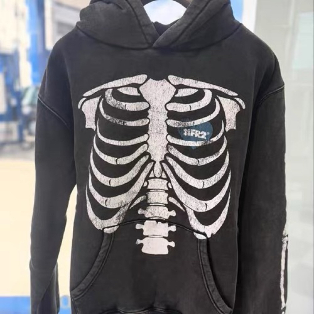 全新限量免運FR2 Frost Wash BONE Garment Dye Hoodie 骷髏骨頭男女