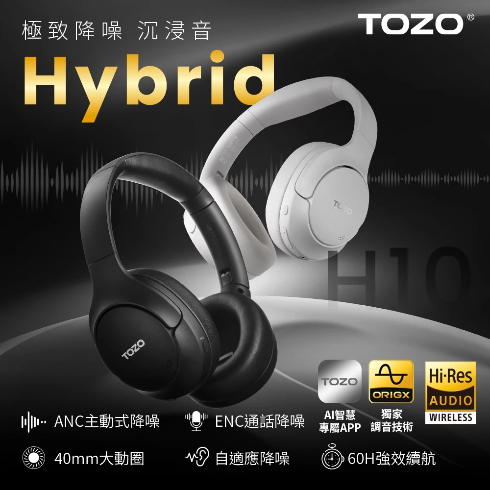 預算內的最強靜謐感！【TOZO】H10 混合式雙降噪無線藍牙耳機：Hi-Res 音質與 60 小時續航的性價比之王