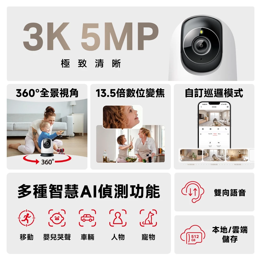 3K 畫質、360° 全景旋轉、免費 AI 人寵偵測、千元有找——Mercusys MC230 室內智慧攝影機完整評測,附 10 個買與不買的真實理由