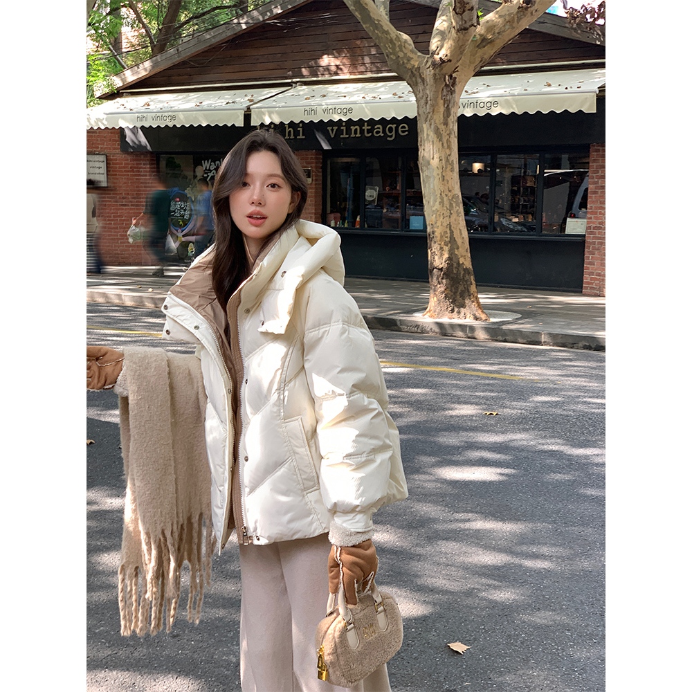 羽絨服 女韓版 冬季年新款短版小個子 加厚 白鴨絨 高端洋氣 外套女 白鴨絨 保暖 防寒 羽絨外套連帽6666 H30D | 蝦皮購物